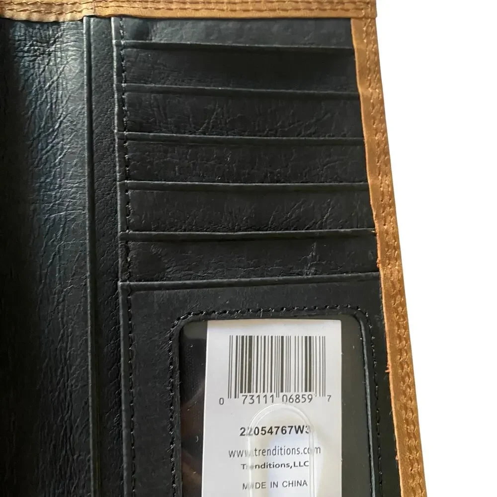 NWT Men’s JUSTIN'S RODEO GENUINE LEATHER WALLET Two Toned Brown 22054767W3